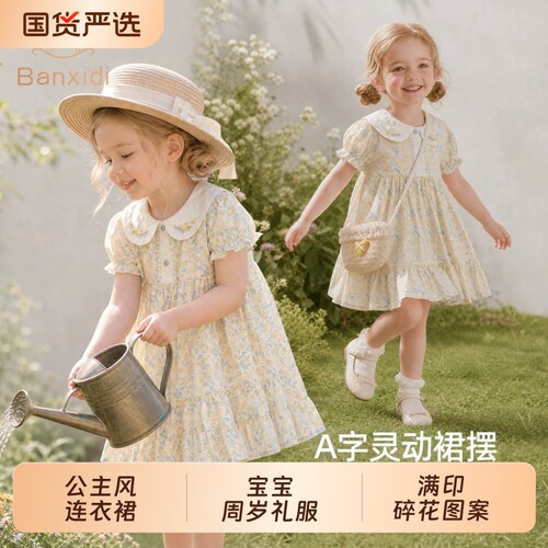 班喜迪女童连衣裙夏季碎花公主裙