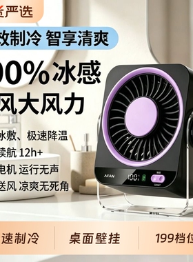 【已卖出500000+】桌面小风扇制冷小型usb充电风扇学生上课静音办公室迷你便携式宿舍挂壁无叶循环扇2026新款