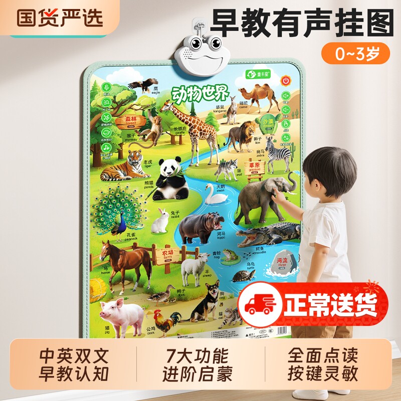 有声早教挂图贴墙点读发声婴幼儿童启蒙学习宝宝水果蔬菜动物认知