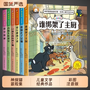 小学生侦探推理故事书注音彩图版 书籍儿童文学 神探猫破案冒险集全6册儿童探险冒险悬疑破案故事书小说一二三年级课外阅读必读正版