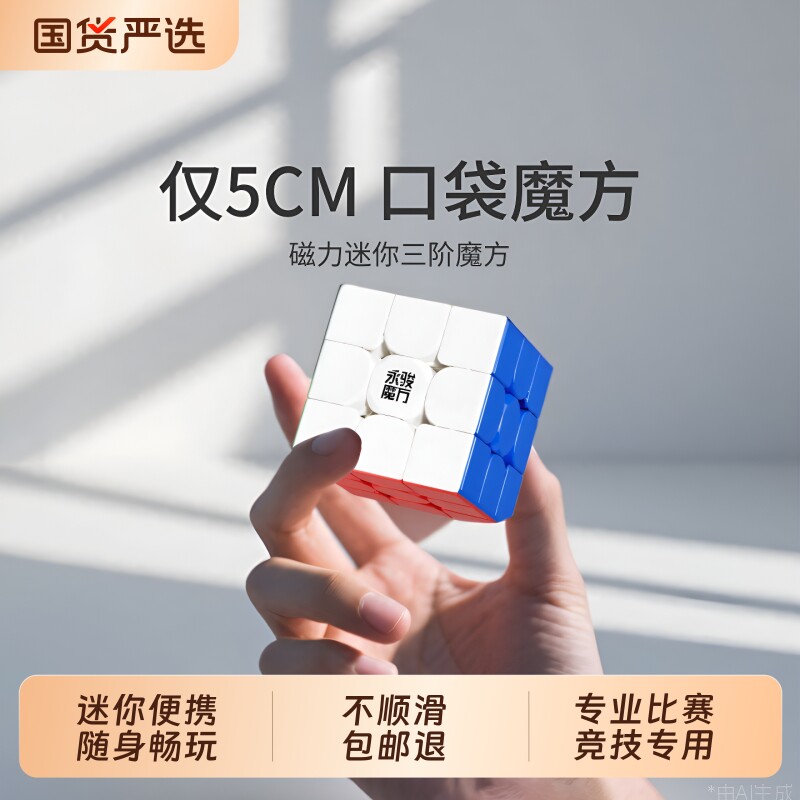 迷你魔方三阶磁力正品比赛专用口袋儿童玩具学生高铁飞机旅行解压