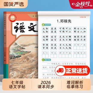 七年级语文字帖练字初中生专用八年级上册下册语文同步人教版练字帖九年级钢笔正楷楷体初一中学生中文临摹硬笔书法练习每日一练