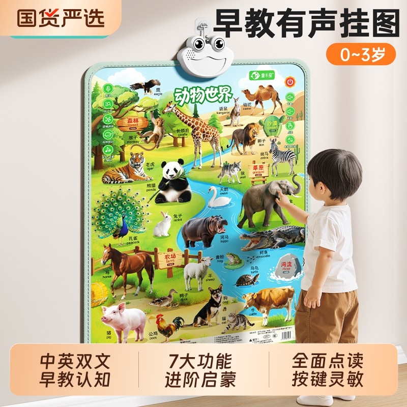 有声早教挂图贴墙点读发声婴幼儿童启蒙学习宝宝水果蔬菜动物认知