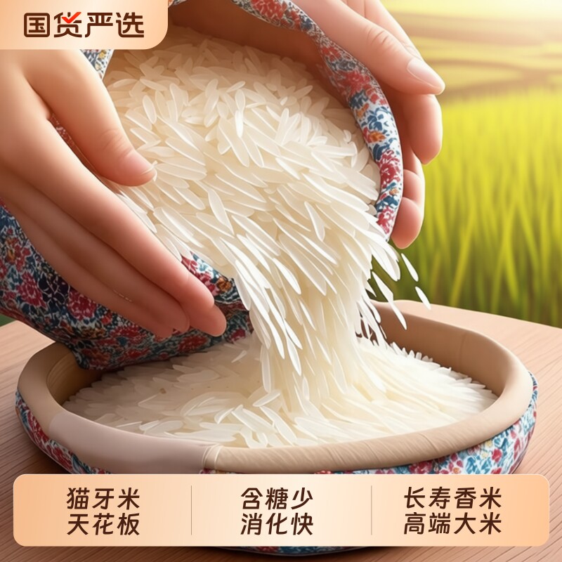 正宗象牙香米寿乡猫牙米旗舰店超长2025年新米丝苗米上林长粒真空