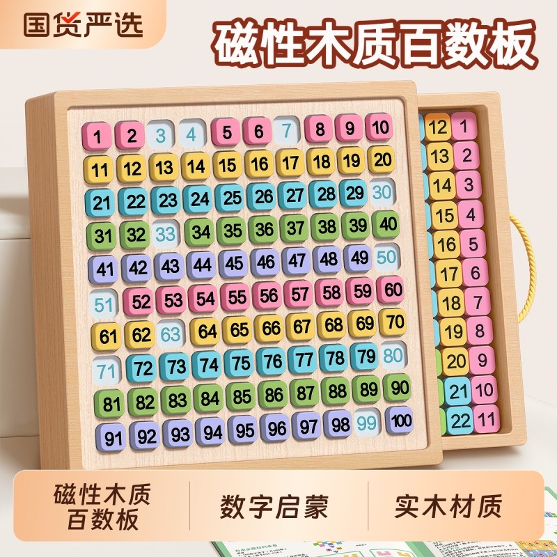 百数板算数学教具儿童蒙氏数字早教益智玩具数感启蒙思维训练磁力