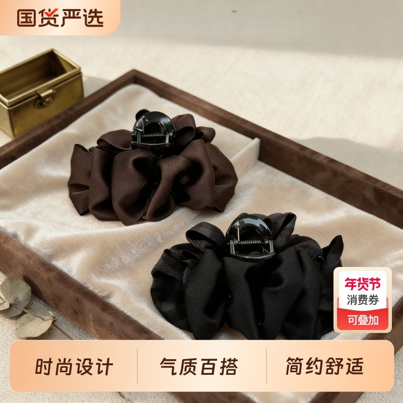 千金风复古法式泡泡抓夹女2025年新款简约大号发抓鲨鱼夹发夹发饰