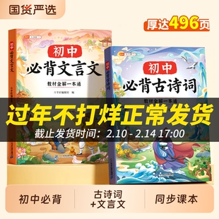新版初中必背古诗词和文言文全解一本通人教版七年级八九年级完全解读人教初一初二三中学生同步语文专项训练古诗文知识点实词虚词