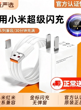 小米充电器67W超级闪充适用17/15/13/12SPro120W快充Note10pro红米K60原11插14头100W套装K50K90手机6a数据线