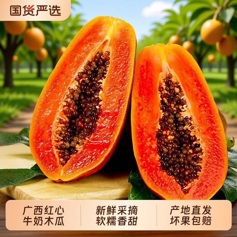正宗广西冰糖红心牛奶木瓜应当季新鲜水果现摘农家自种树上熟下奶