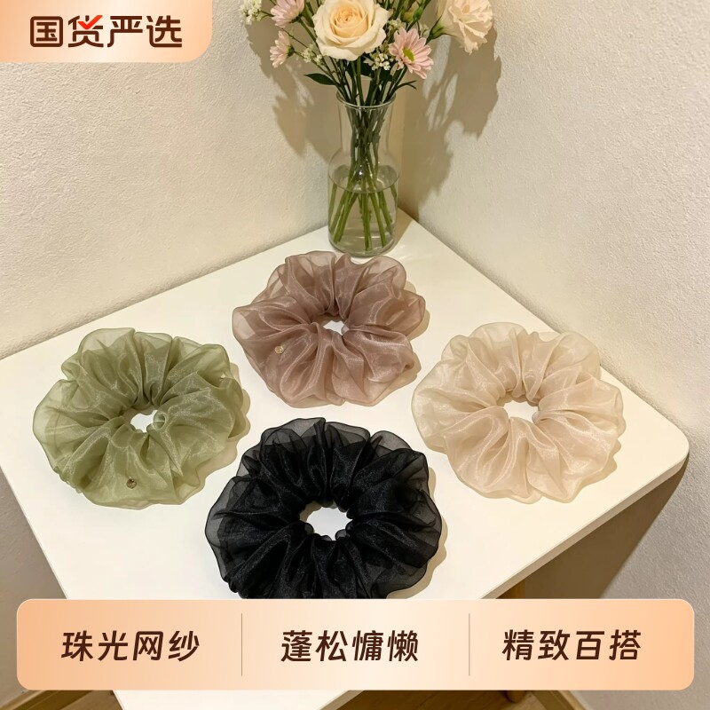 新款森系网纱大肠发圈女款高级感图片