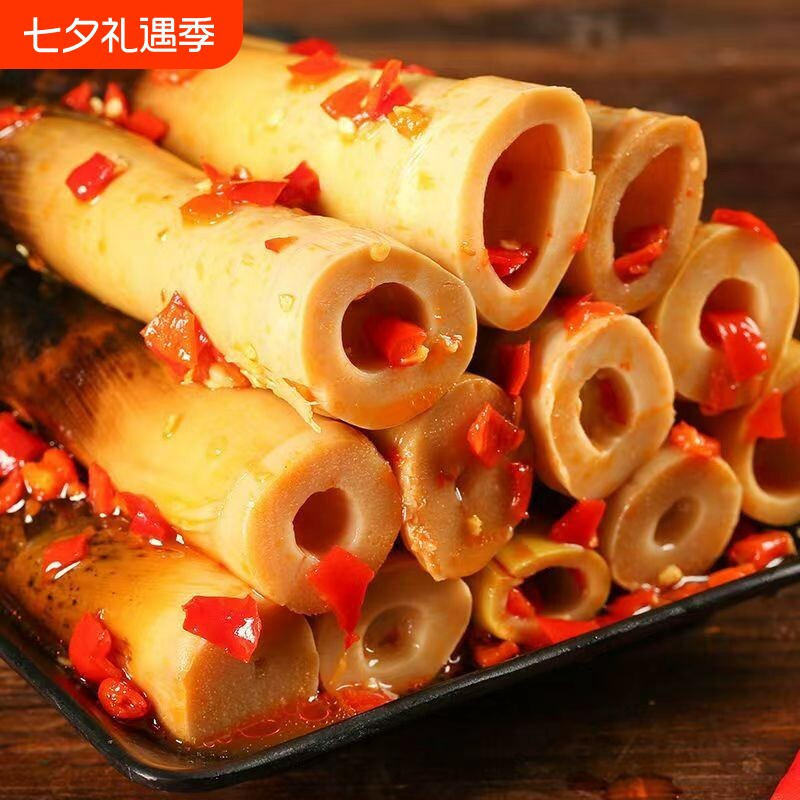 手剥笋开袋即食500g大包装竹笋尖泡椒酸笋不辣小零食袋装新鲜香辣