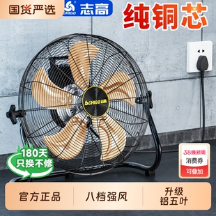 志高超强力电风扇趴地扇大风力落地扇家用台式坐强力工业电扇换新