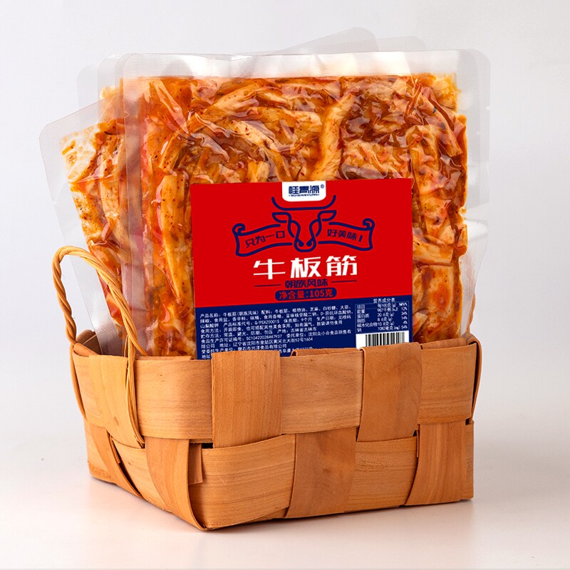 速发众小合牛板筋105克朝族韩式风味手撕牛板筋宽条下酒菜延边零