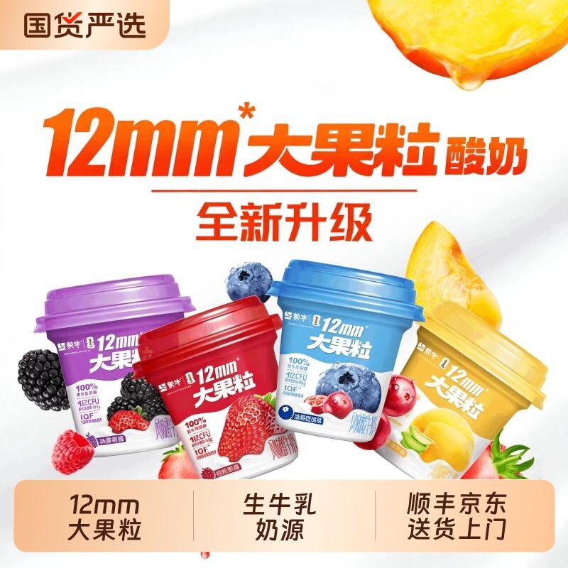 蒙牛大果粒酸奶生牛乳风味发酵乳草莓蓝莓黄桃桑葚多种水果口味