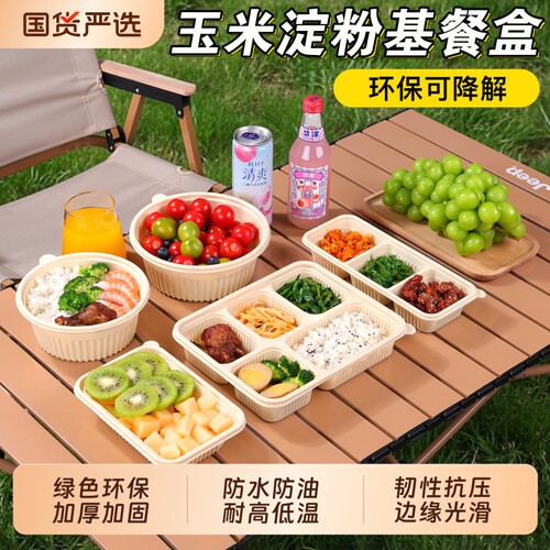一次性餐盒特厚圆长方形可降解