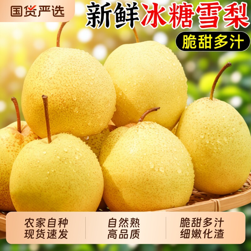 冰糖雪梨新鲜水果梨子脆酥梨当季山西黄雪梨应季整箱包邮鲜果国货