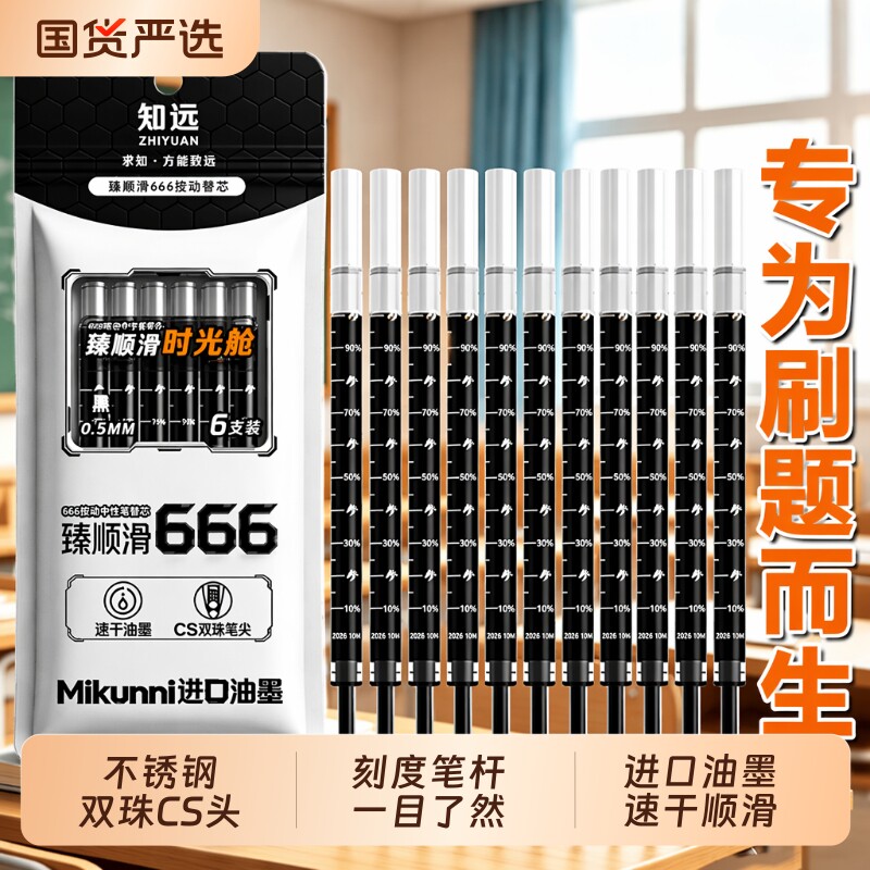 臻顺滑按动中性笔替芯CS双珠笔头图片