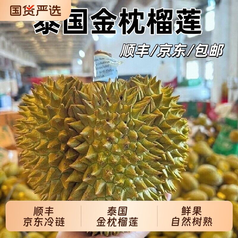 【顺丰京东冷链】泰国进口金枕头新鲜树熟榴莲鲜果带壳发货整箱