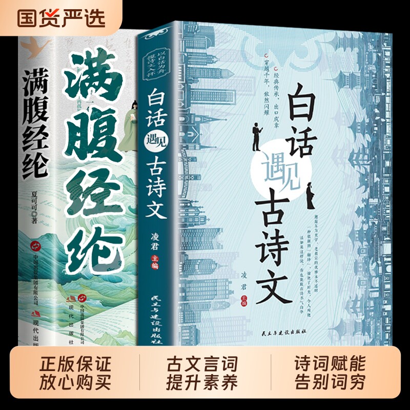 满腹经纶当白话白话文遇见古诗文正版书正版书籍清雅诗词你的说话全套2册遇上遇到中国古诗词鉴赏大全集唐诗宋古文飞花令经典语言 - 实物图