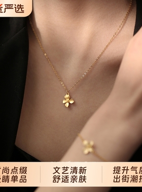 小麋人纯银栀子花吊坠项链女