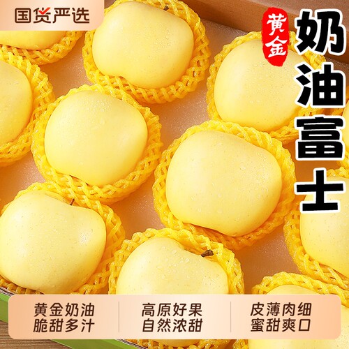 山东烟台黄金奶油富士苹果包邮
