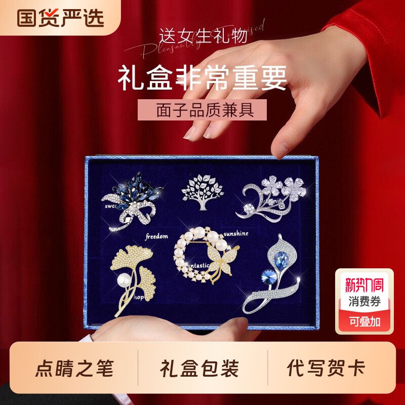生日送女朋友时尚胸针胸花女西装高档精致别针礼盒高级感礼物闺蜜