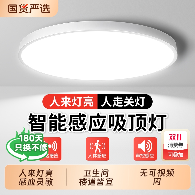 LED感应吸顶灯楼梯过道家用楼道走廊玄关红外雷达人体声控感应灯