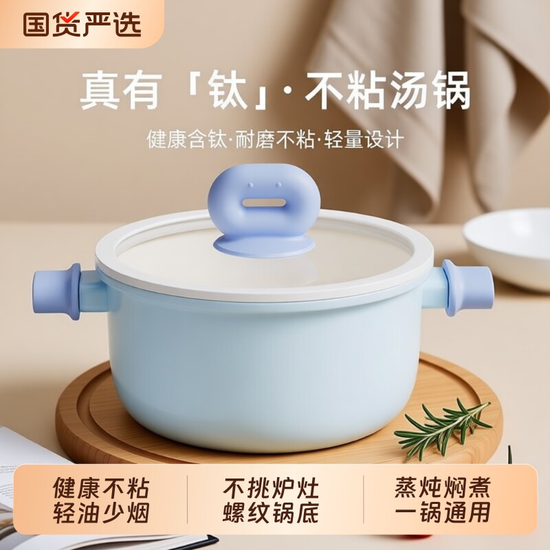 陶瓷汤锅家用双耳蒸煮蒸锅电磁炉煮锅炖锅加厚煲汤锅燃气不粘达人