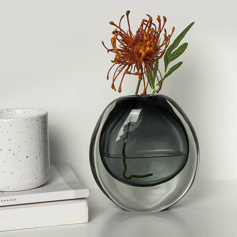 轻奢北欧彩色玻璃花瓶民宿电视柜餐桌台面家居装饰品摆件水培花器