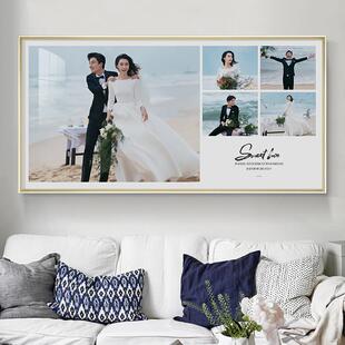 婚纱照放大拼图相框挂墙床头卧室结婚照大尺寸定制九宫格照片设计