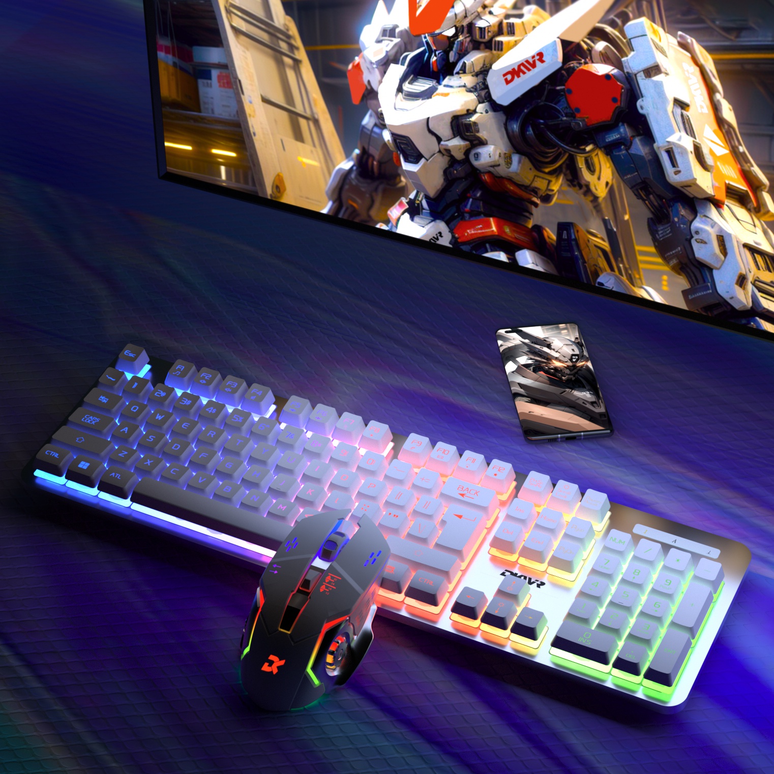 双飞蛇有线键盘鼠标套装背光游戏台式笔记本悬浮键帽真电竞办公家