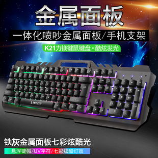 游戏办公机械手感专用笔记台式 双飞蛇发光键盘鼠标套装 专用USB外