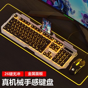 有线电竞游戏专用键鼠电脑台式 双飞蛇真机械手感键盘鼠标套装 USB