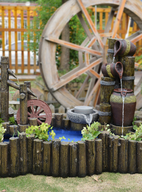 假山流水喷泉庭院户外院子水景造景创意园林小型鱼池阳台装饰景观