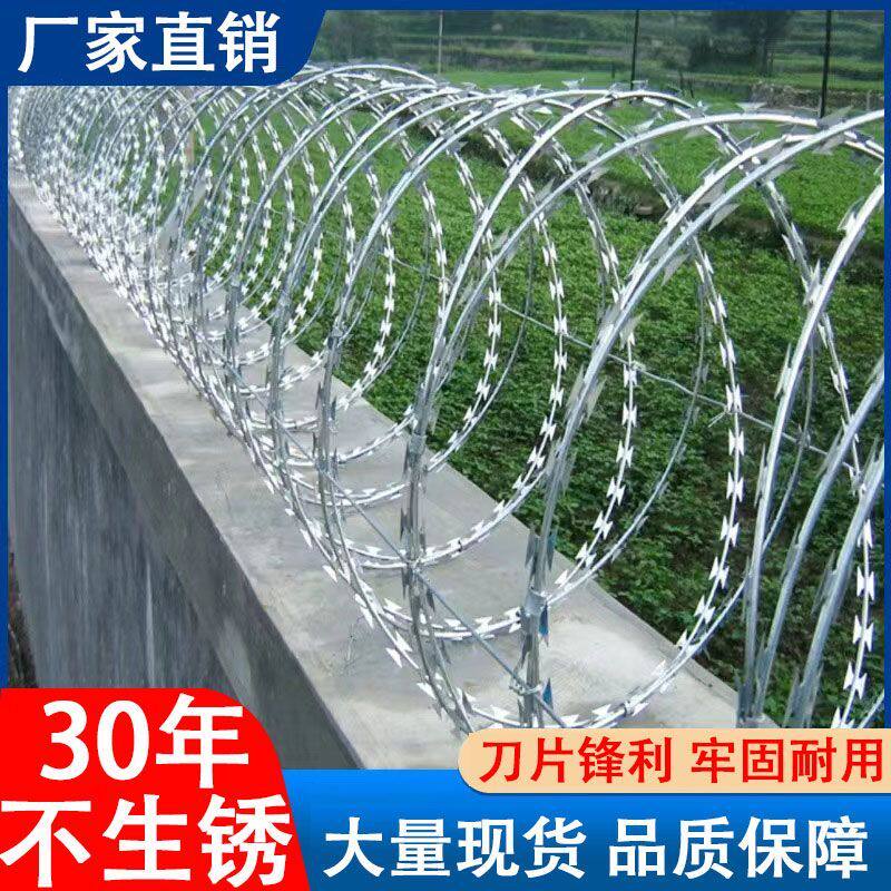 刀片刺绳防护网不锈钢刺丝滚笼刺网带刺铁丝防盗防爬刺围墙防爬网