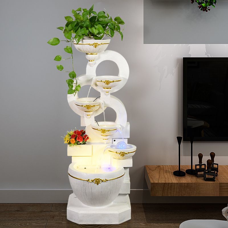 欧式流水生财喷泉摆件水循环轻奢客厅办公室招财装饰风水轮电视柜