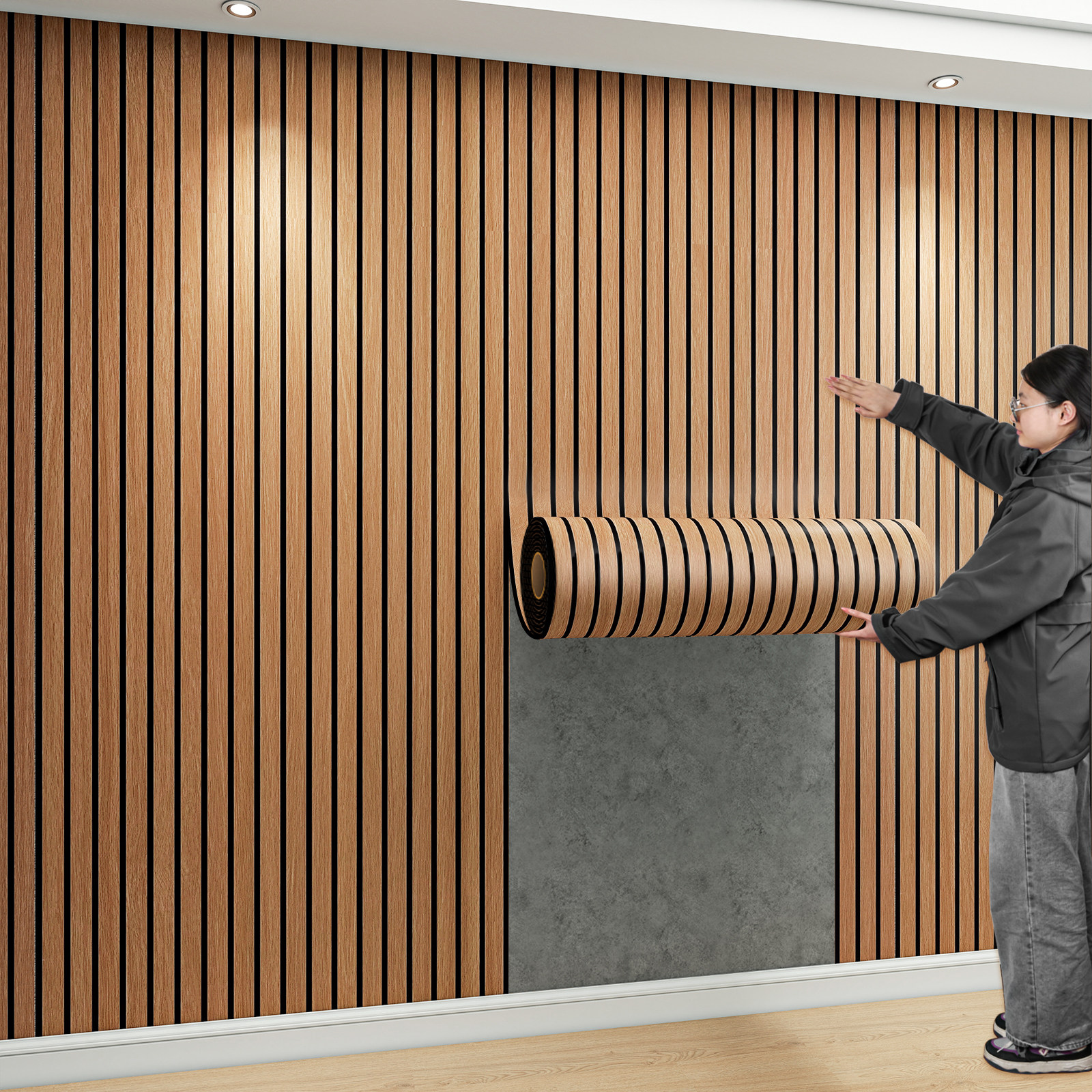 3d立体自粘防水防潮格栅板墙贴客厅电视背景墙面装饰墙板墙壁贴纸