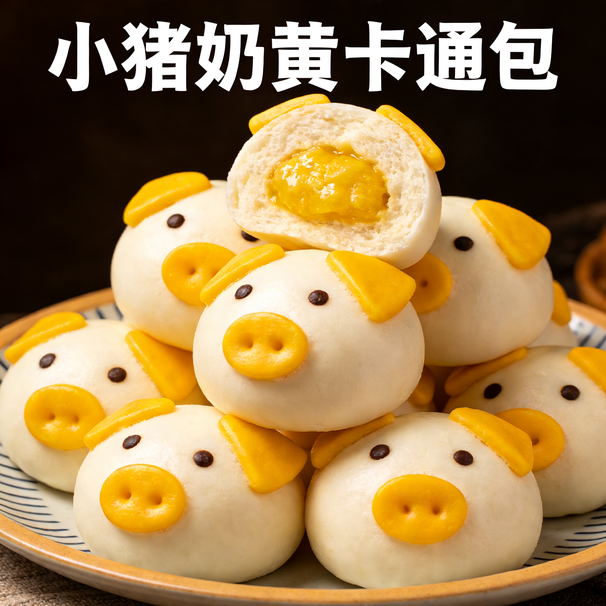 儿童适合小孩子吃的早餐无添加奶黄包半成品馒头加热即食卡通包子
