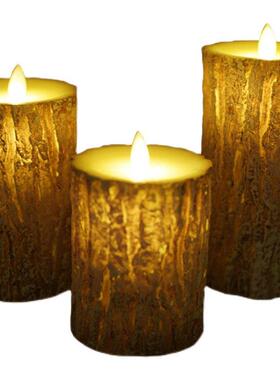 充电遥控款松树皮led电子蜡烛灯彷真灯芯摇摆家居装饰软装