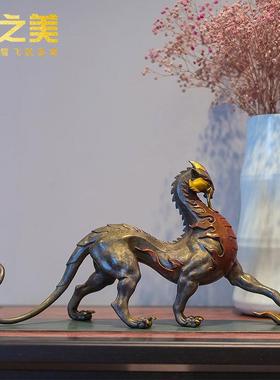 铜之美铜狮子摆件山海经神兽雄狮工艺术品办公室桌装饰礼品送领导