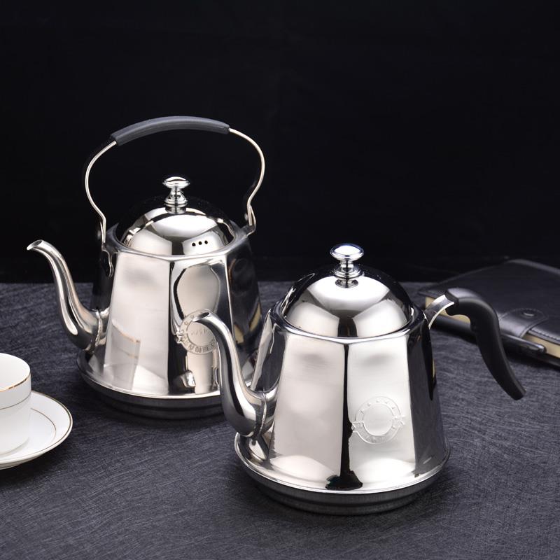 304不锈钢加厚烧水壶平底壶功夫泡茶壶酒店餐厅提壶茶具电磁炉用