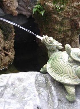 假山鱼池喷水摆件 陶瓷龙头龟 水族鱼缸园林园艺家居造景装饰摆件