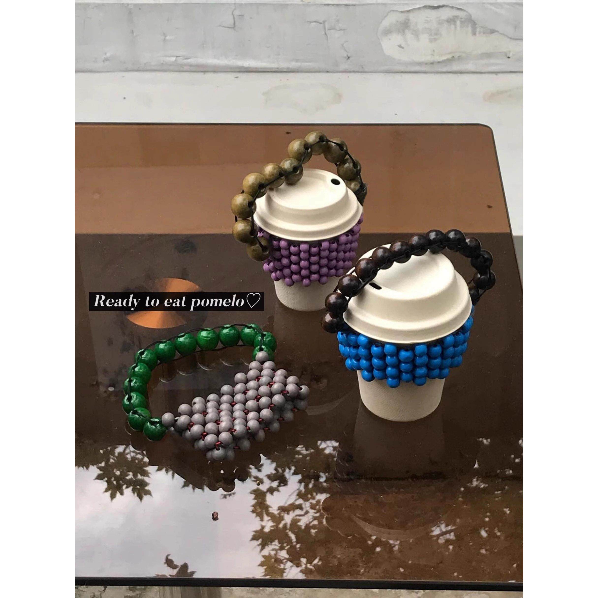 RTEP 彩色假日*手工编织木珠便携杯套串珠手提拎袋纯手工趣味单品