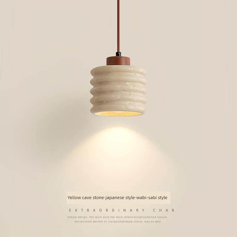 黄色石灰华卧室床头吊灯Wabi-Sabi风格客厅背景墙装饰覆古田园B&B