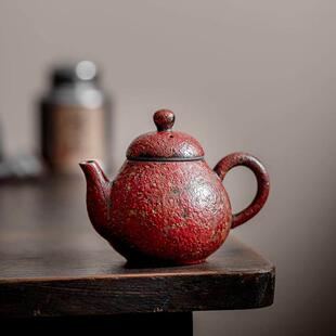 尚器 老岩泥满山红赭石釉海棠壶陶瓷茶壶台湾茶具万紫千红手工壶