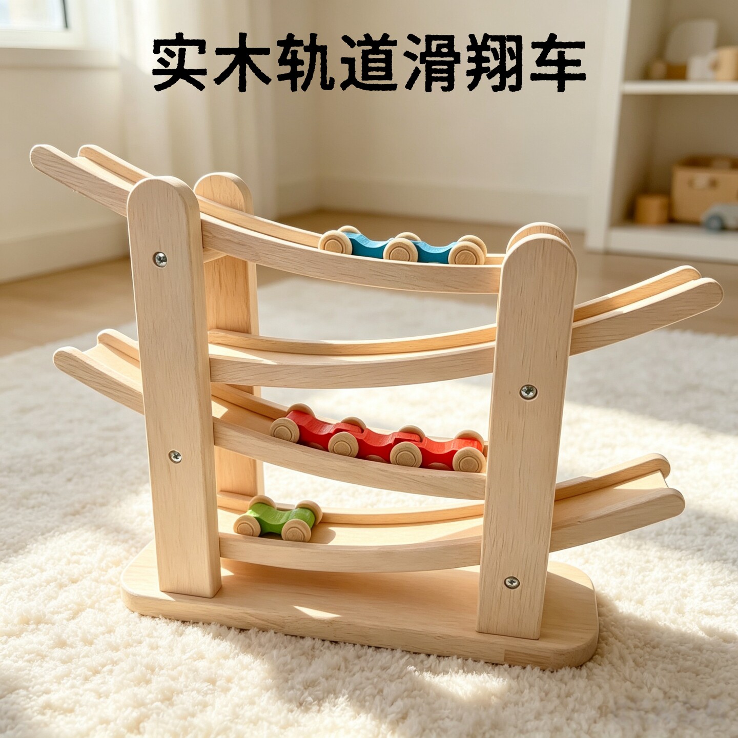 实木儿童轨道滑翔惯性小汽车玩具1一3岁多层男女孩宝宝益智滑行车