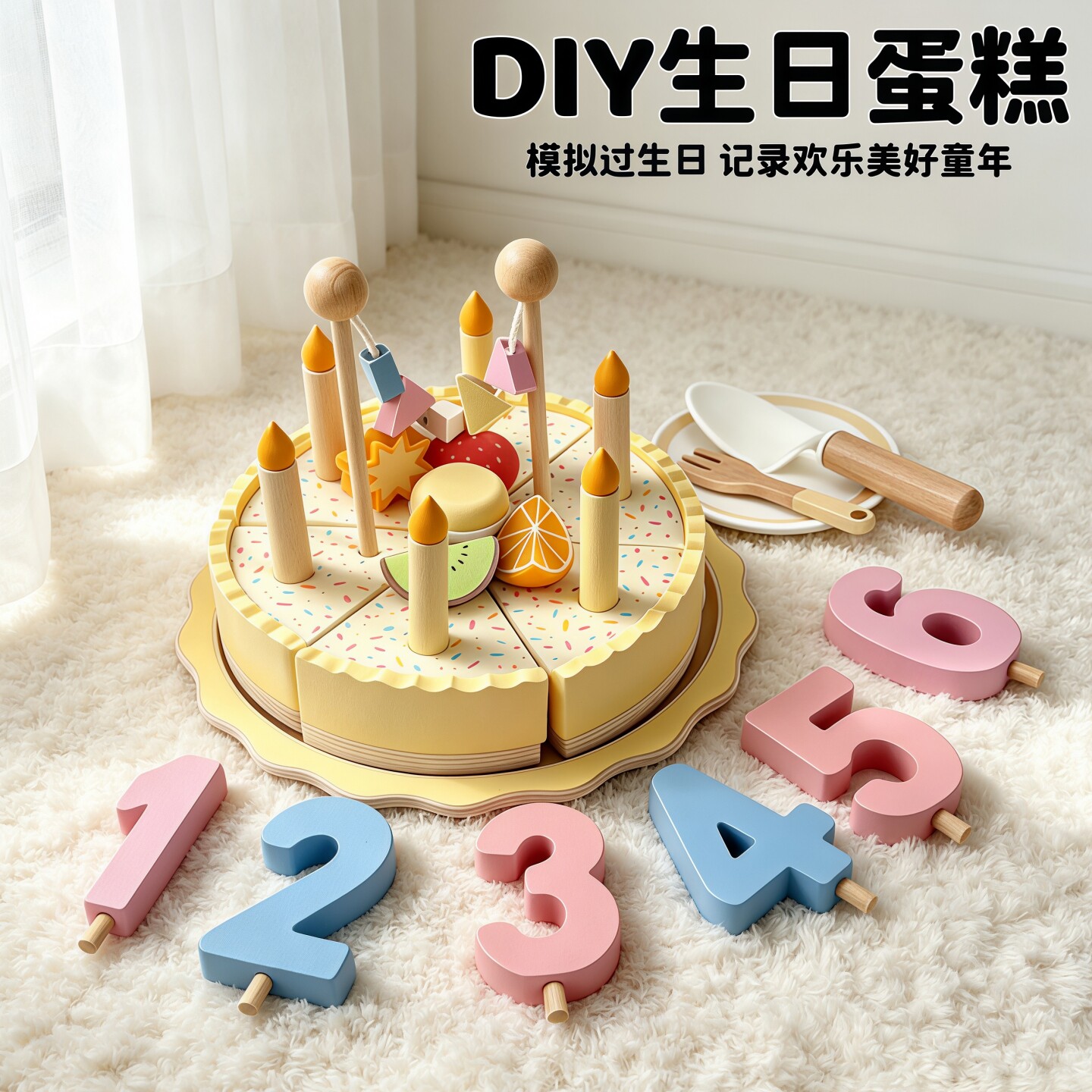 实木生日蛋糕仿真过家家儿童礼物