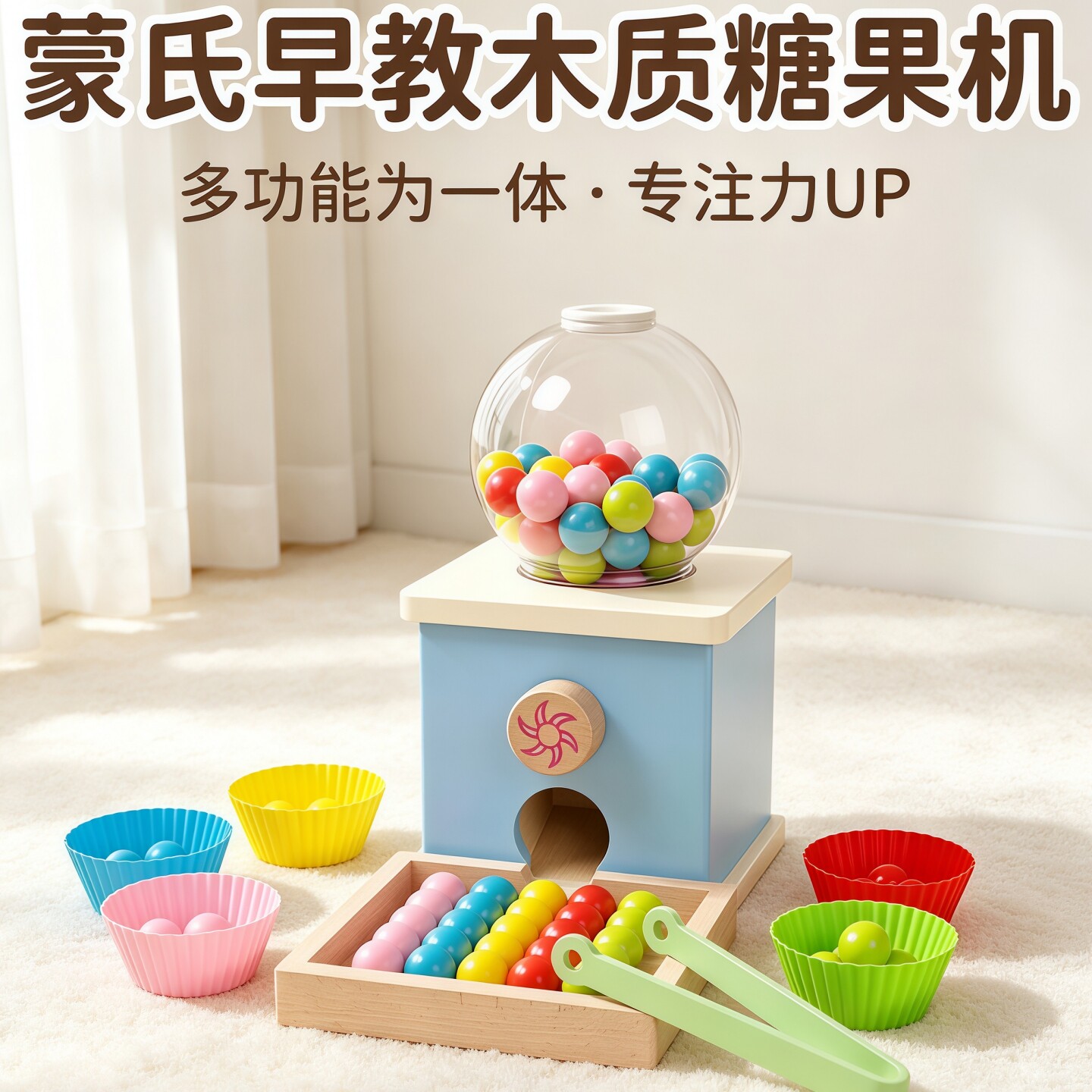 孩巧思蒙氏早教扭蛋糖果机专注力