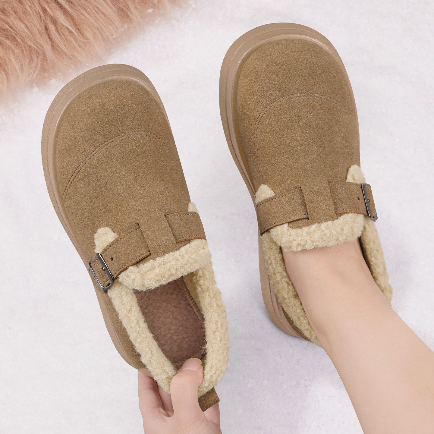 豆豆鞋女冬季加绒2025新款勃肯鞋加厚防滑妈妈棉鞋保暖时尚雪地靴,女鞋,时尚雪地靴,淘宝优惠券,粉丝福利购,淘宝优惠卷