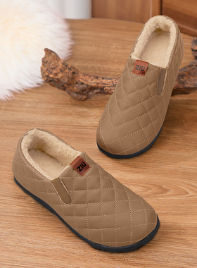 老北京布鞋女冬季加绒防滑保暖中老年豆豆棉鞋防水软底休闲妈妈鞋